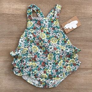 Angel Dear Floral Ruffle One-Piece in Yellow, Green, Coral, White